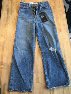 Women's Levi's Blue Ribcage Straight Ankle Jeans Size 28x27